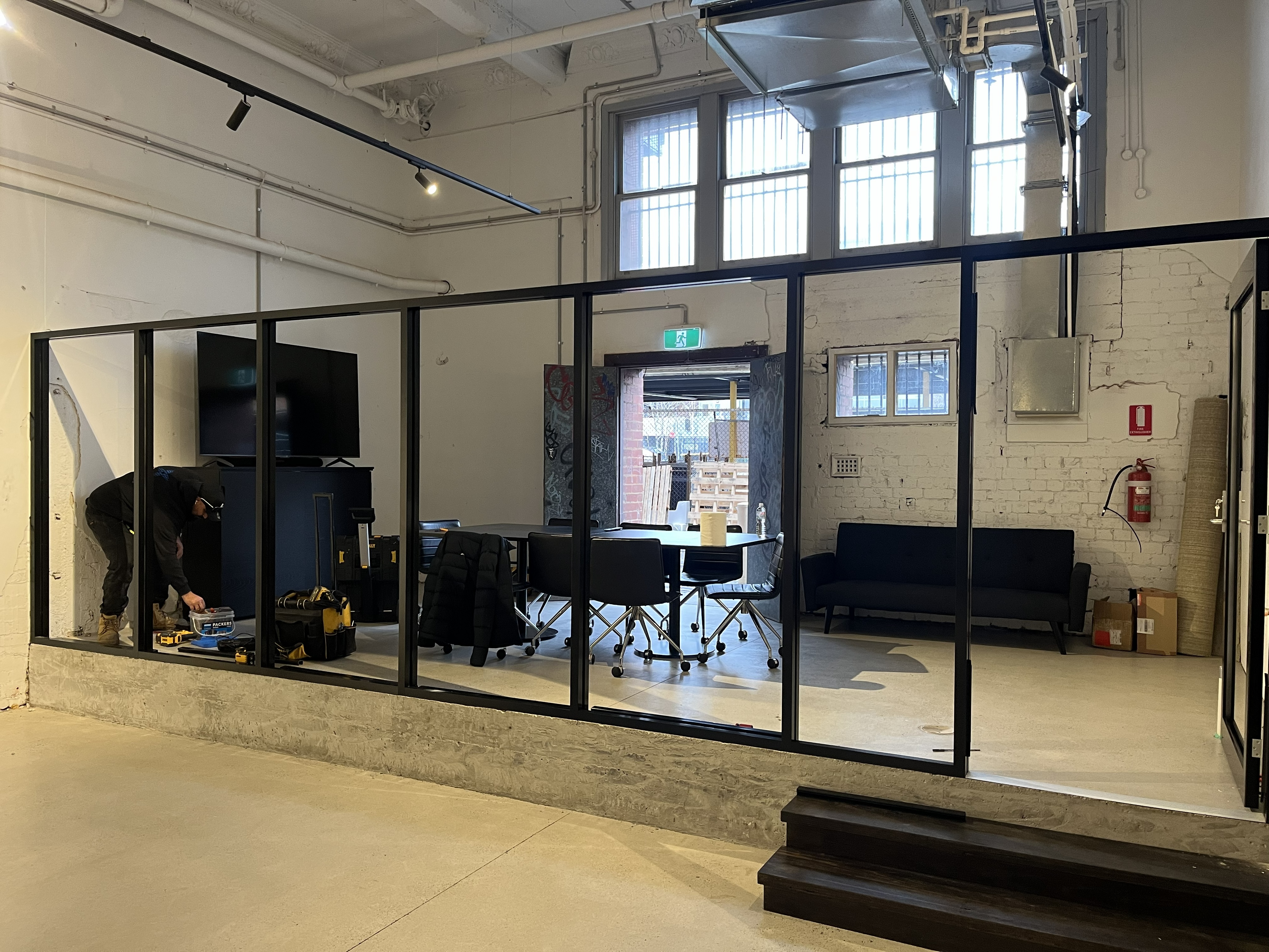 Internal glazing detail at door frame